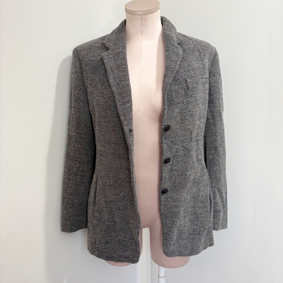 MaxMara Wool Blazer Tweed Boucle Gray Size Medium Made in Italy 3 Buttons - Picture 1 of 15